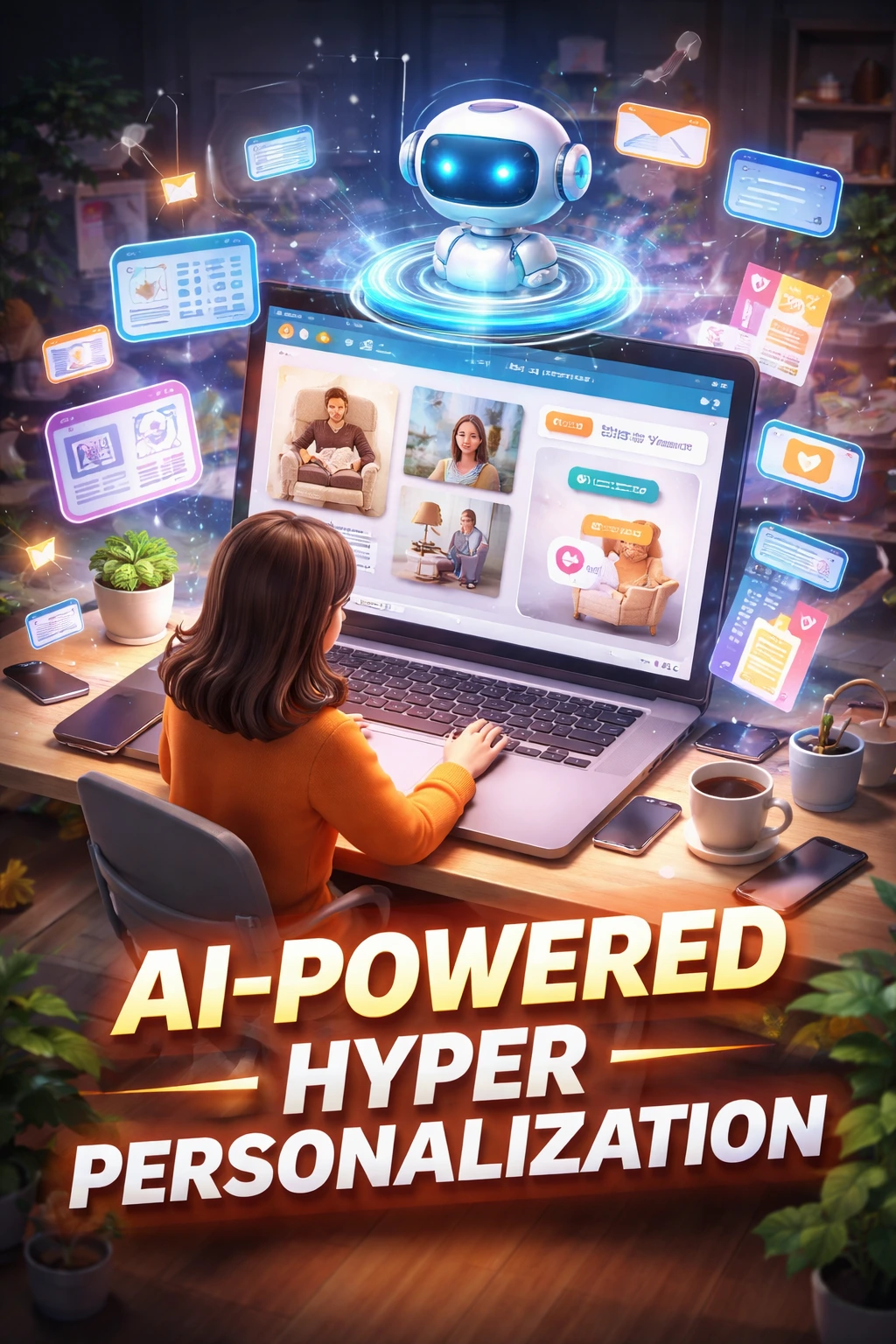 AI-powered marketing dashboard delivering personalized content to a single user